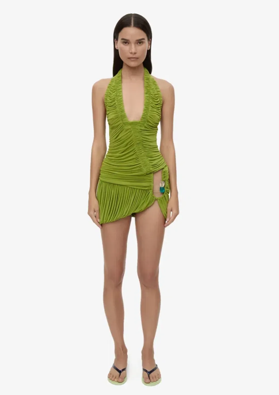 Christopher Esber Beach Glass Bubble Mini Dress dyspsis green Size 6 for rent on The Volte - main image