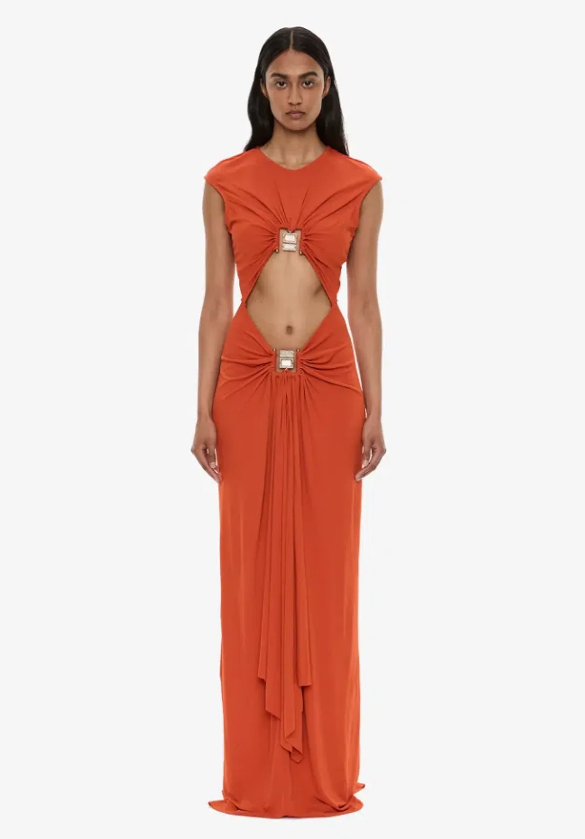Christopher Esber Bezel Quartz Disconnect Short Sleeve Dress carnelian Size 10 - Image 1