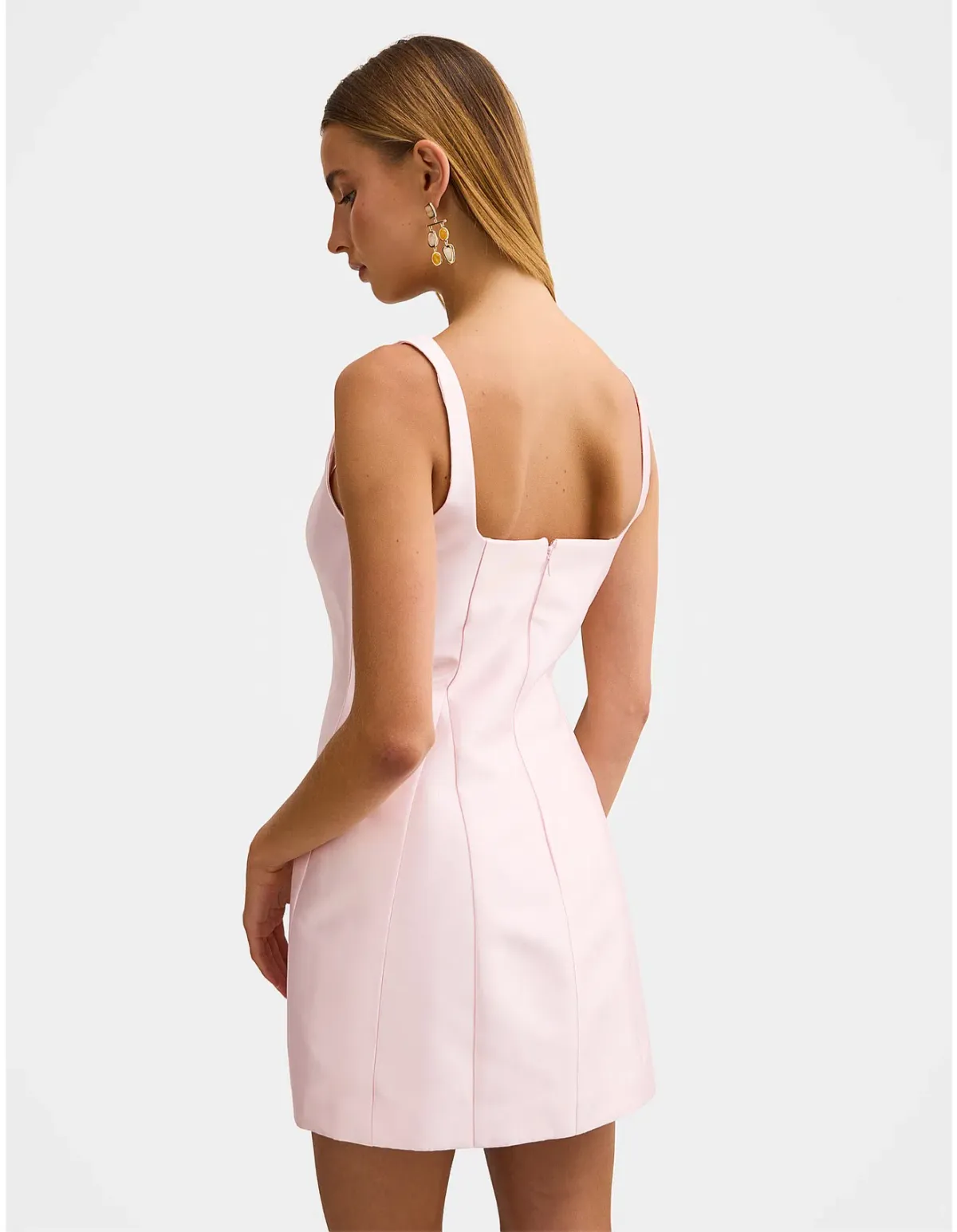 Forever New - Kaitlyn Structured Satin Mini Dress "Pink" Size 8 - Image 3