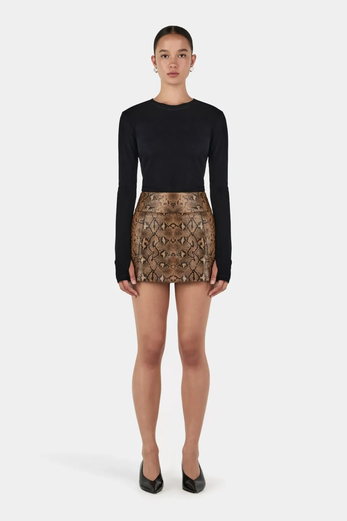 Hansen + Gretel Dixie Brown Python Leather Skirt - Image 1