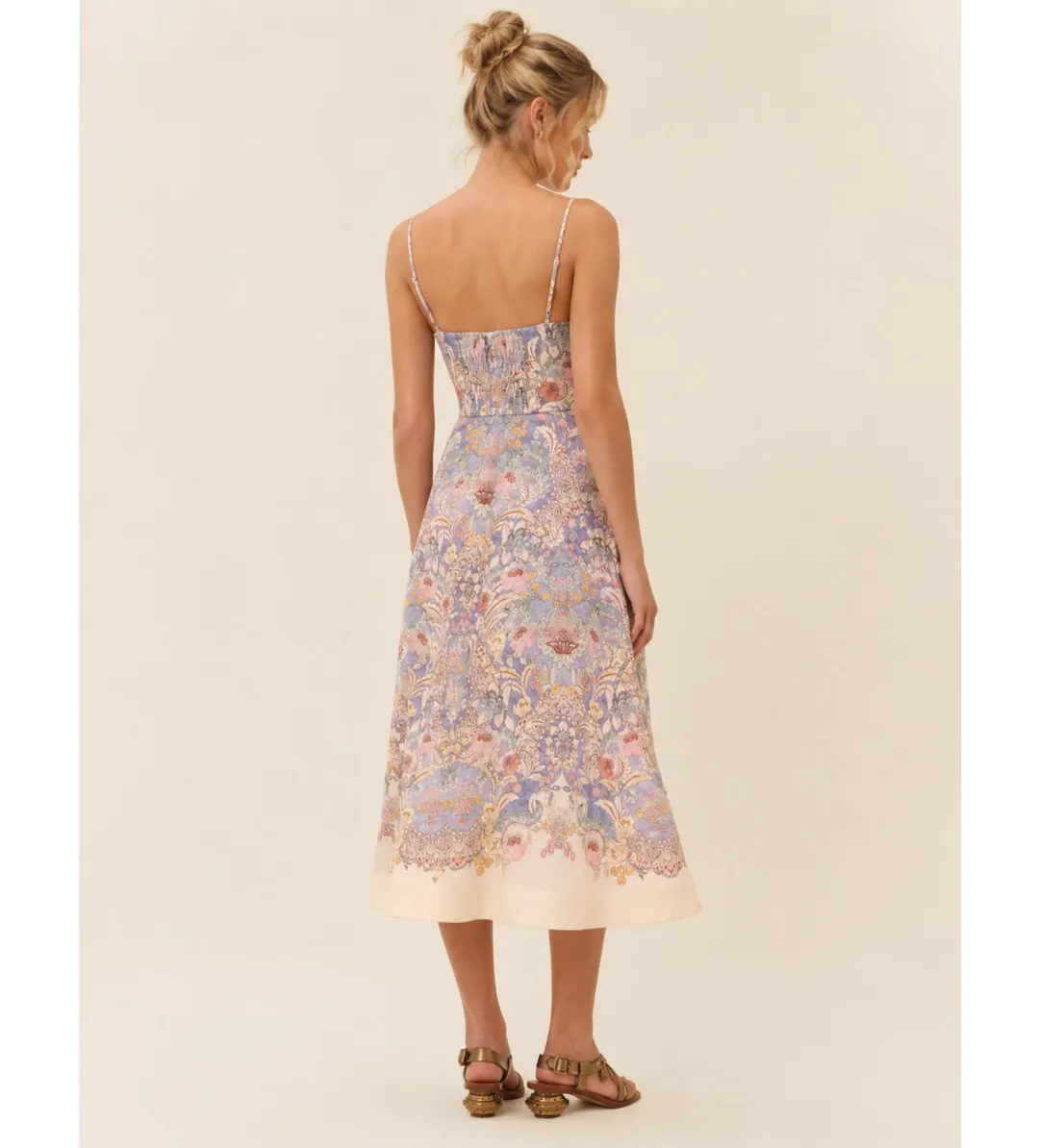 Zimmermann Rebellion Tuck Midi Dress in Blue Floral Size 1/AU10 for rent on The Volte - main image