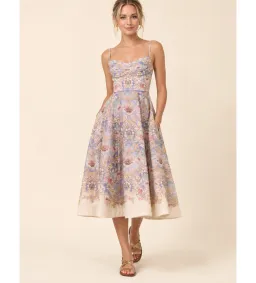 Zimmermann Rebellion Tuck Midi Dress in Blue Floral Size 1/AU10 for rent on The Volte - image 1