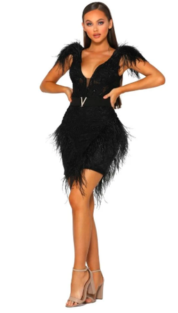 -Doll house:PORTIA & SCARLETT FEATHER MINI DRESS Size 8 for rent on The Volte - image 2