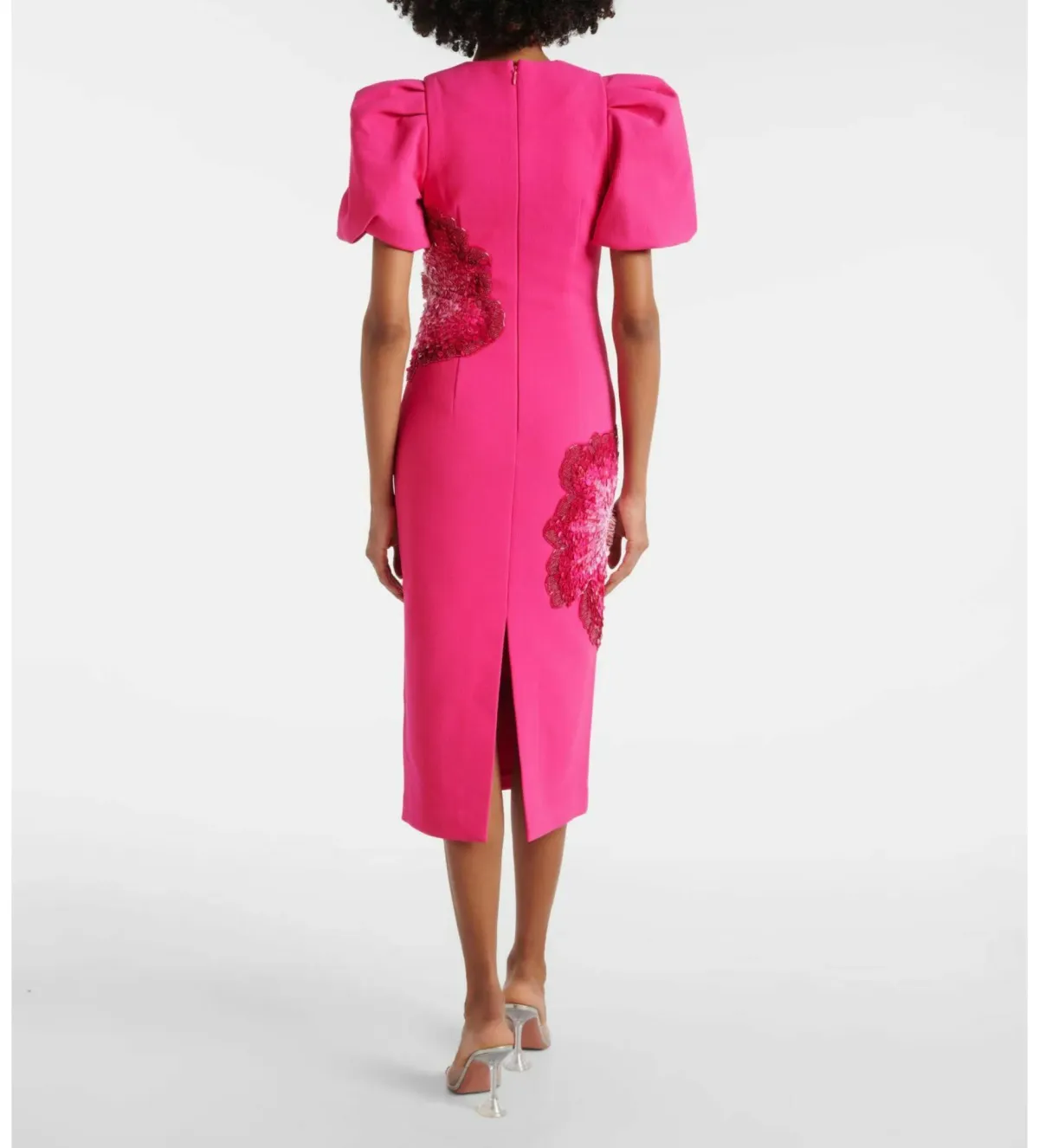 Rebecca Vallance Layana Puff Sleeve Midi Dress in Pink Size 10 - Image 2