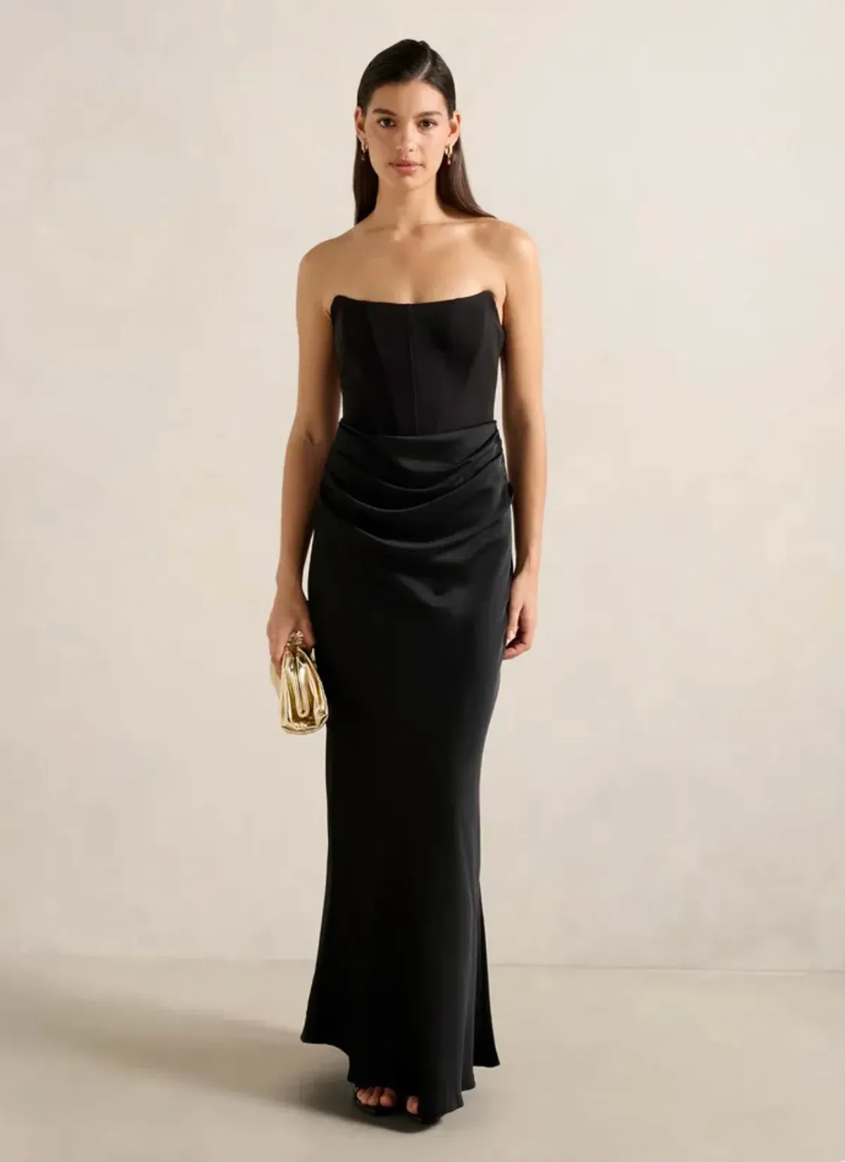 Forever New - Isra Drape Strapless Maxi Dress "Black" Size 8 - Image 1