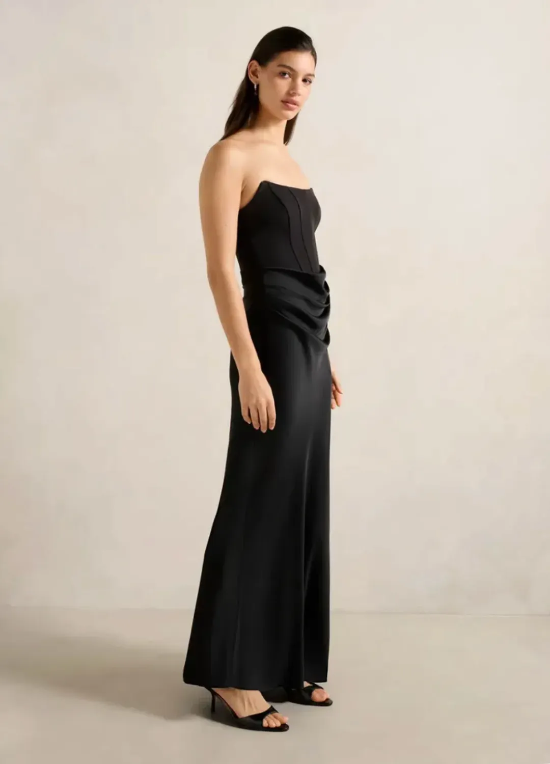 Forever New - Isra Drape Strapless Maxi Dress "Black" Size 8 for rent on The Volte - main image