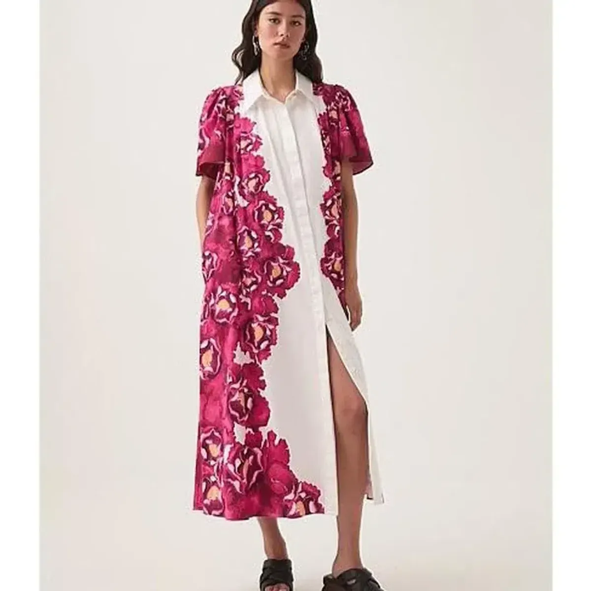 AJE Fernanda Midi Dress in Bold Blooming Pink Floral - Size 6 AU (fits size 8-10 AU) - Image 5