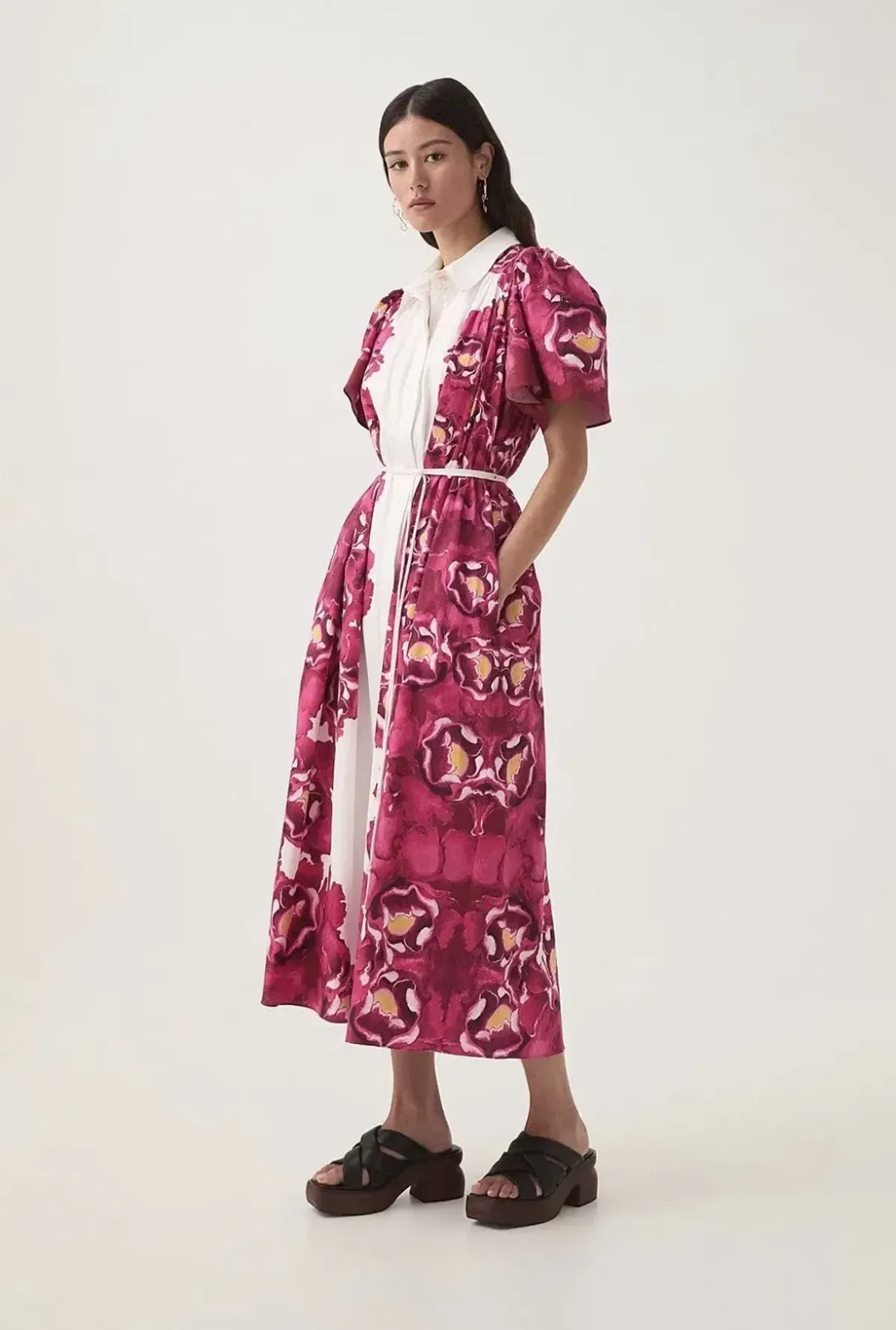 AJE Fernanda Midi Dress in Bold Blooming Pink Floral - Size 6 AU (fits size 8-10 AU) - Image 2