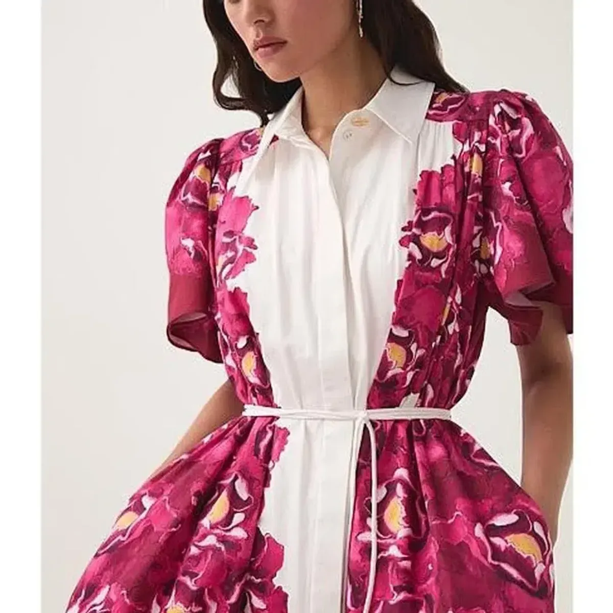 AJE Fernanda Midi Dress in Bold Blooming Pink Floral - Size 6 AU (fits size 8-10 AU) - Image 4