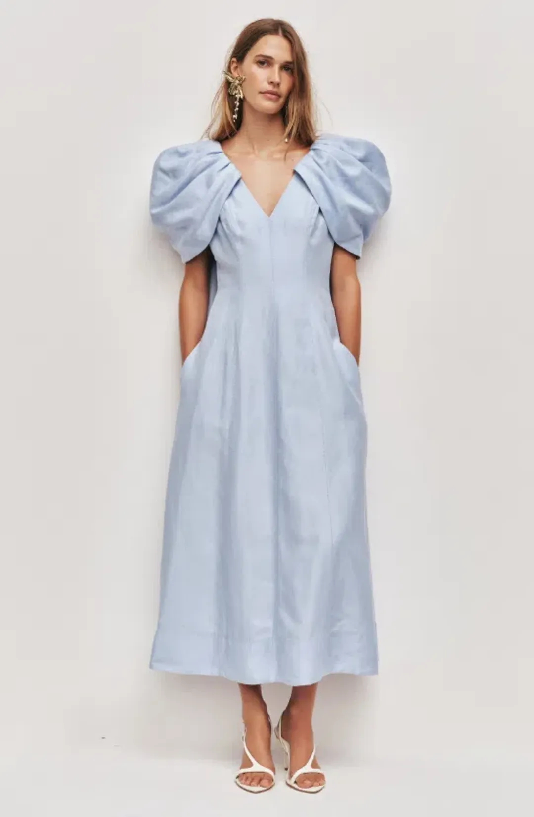 BISOU MIDI DRESS - AJE SIZE 12 PALE BLUE for rent on The Volte - main image