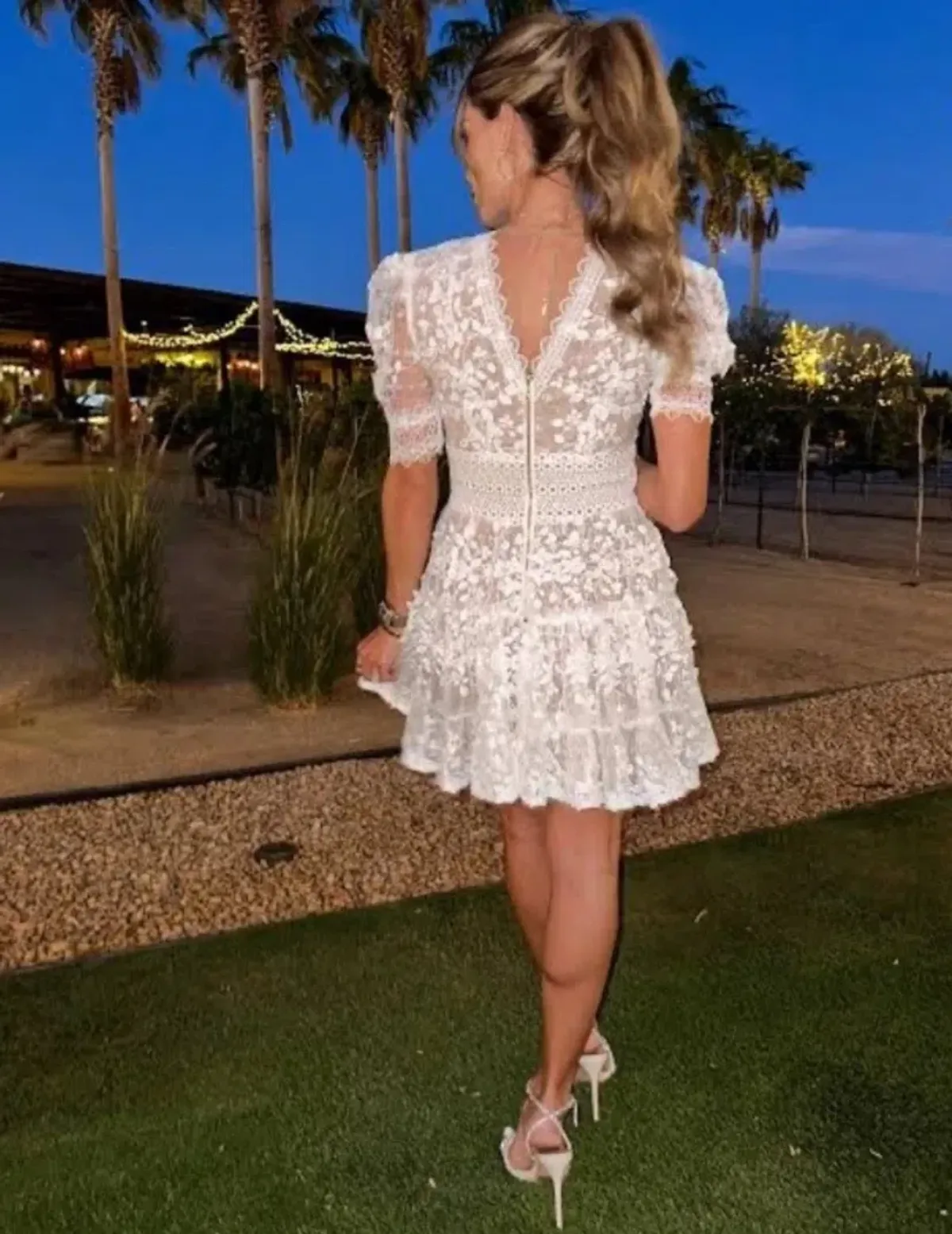 Bronx & Banco Dress Size S Meagan Mini White Wedding Mini Lace - Image 3