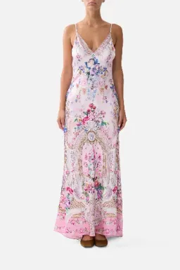 Camilla V-Neck Long Bias Slip Dress With Train Palatial Pastels size S for rent on The Volte - image 3