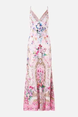 Camilla V-Neck Long Bias Slip Dress With Train Palatial Pastels size S for rent on The Volte - image 1