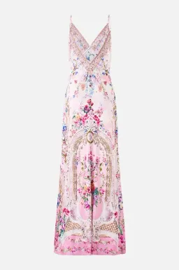 Camilla V-Neck Long Bias Slip Dress With Train Palatial Pastels size S for rent on The Volte - image 2