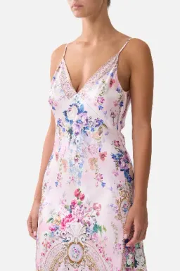 Camilla V-Neck Long Bias Slip Dress With Train Palatial Pastels size S for rent on The Volte - image 6