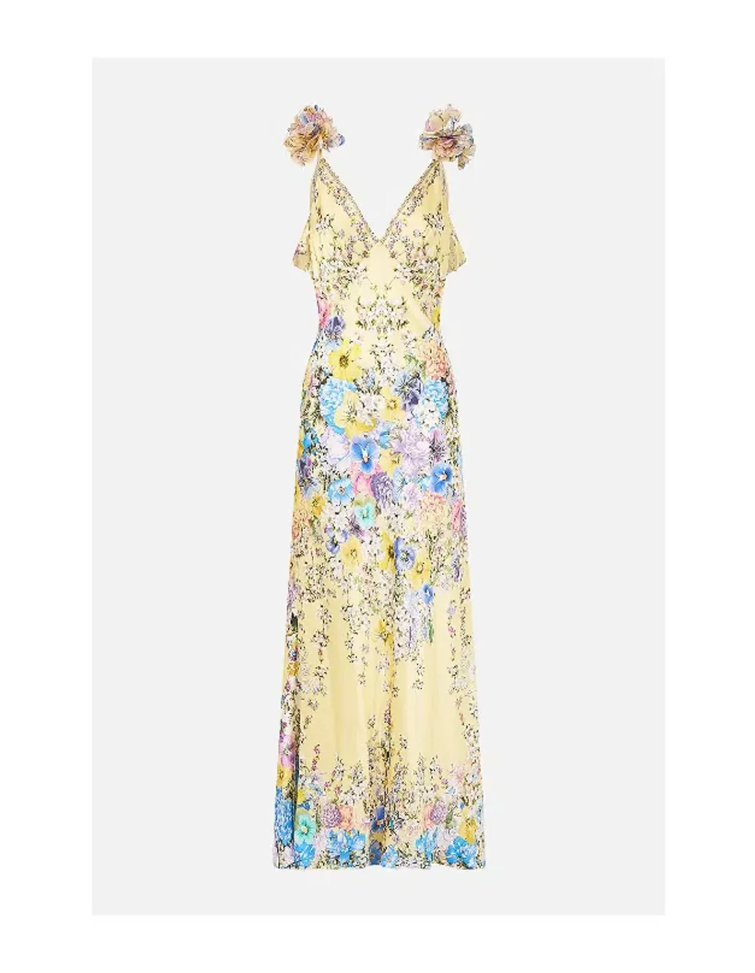 CAMILLA V NECK BIAS SLIP DRESS WITH BACK FRILL for rent on The Volte - main image