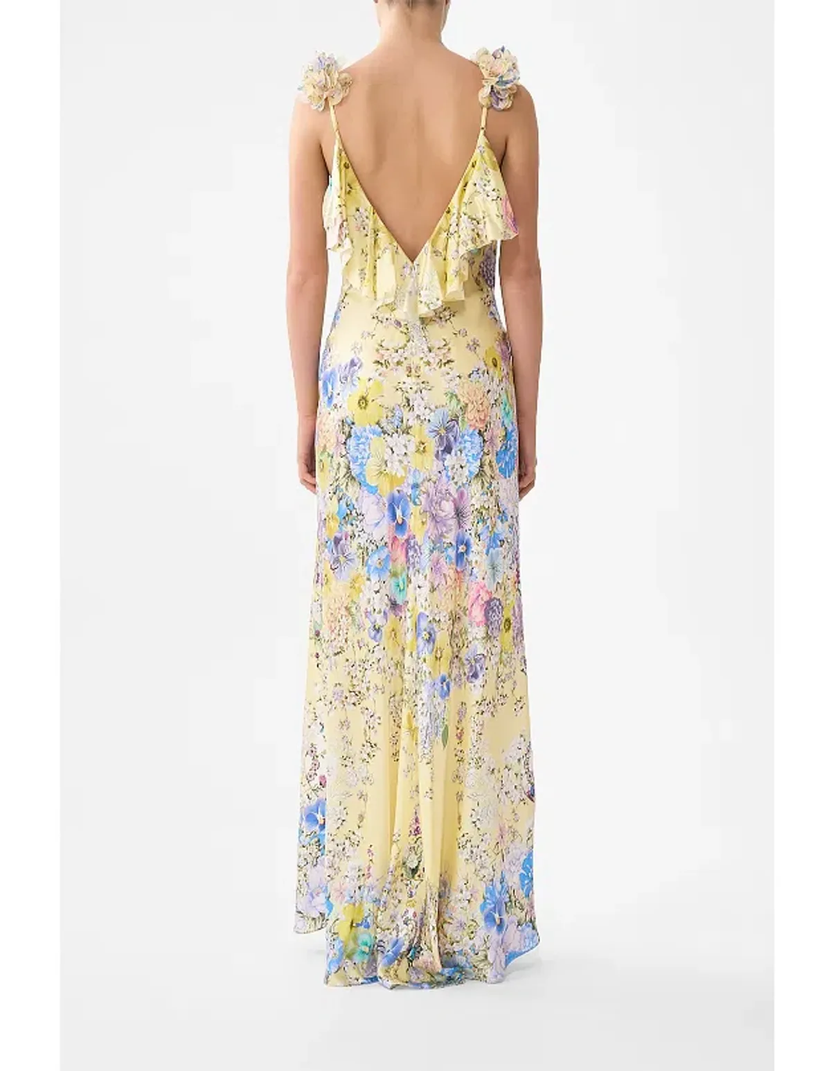 CAMILLA V NECK BIAS SLIP DRESS WITH BACK FRILL - Image 5
