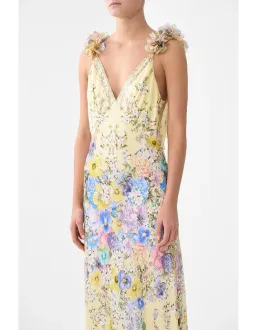CAMILLA V NECK BIAS SLIP DRESS WITH BACK FRILL for rent on The Volte - image 4