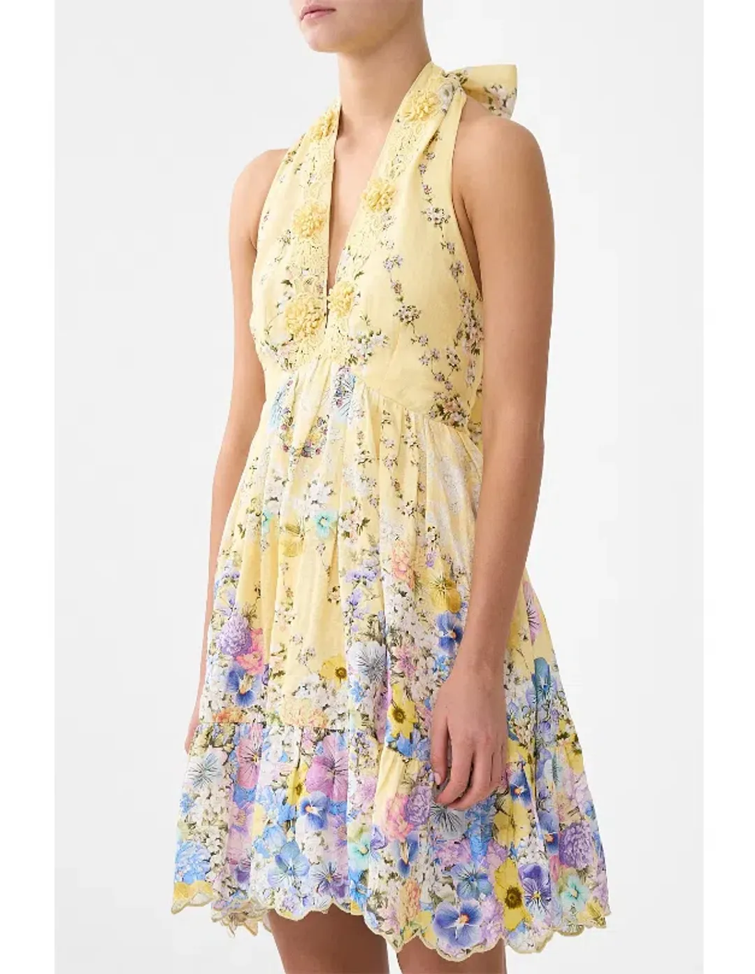 CAMILLA RUFFLE HEM HALTER SHORT DRESS SIZE XS for rent on The Volte - main image