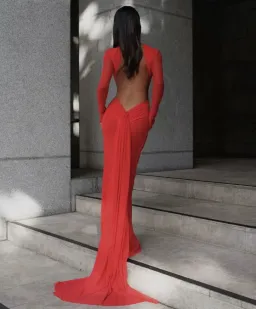 Effie Kats Monaco Floor Length Gown Red Size M / Au 10 for rent on The Volte - image 3