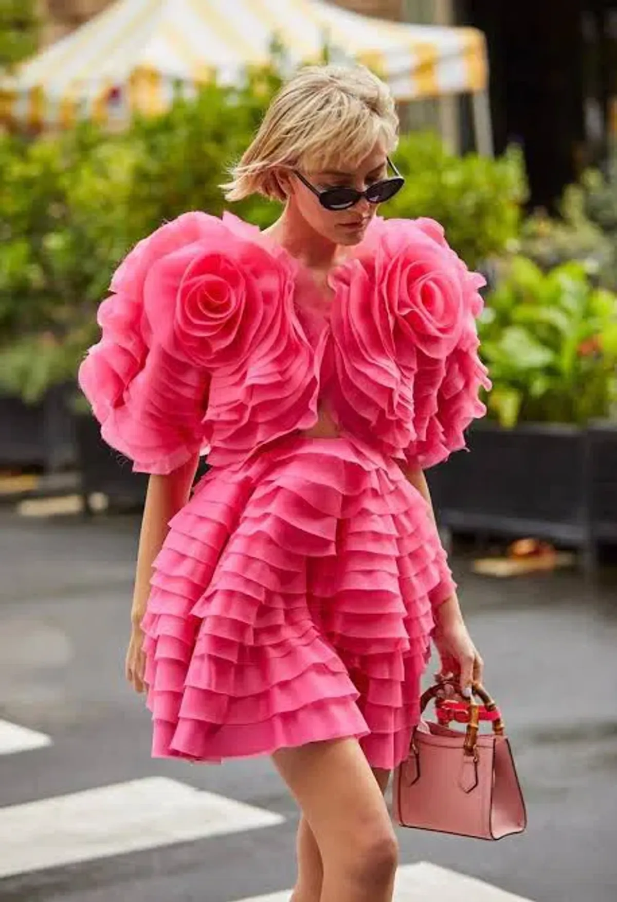 Aje Amour Pink Petal Ruffle Mini Dress | Size AU 6 - Image 2