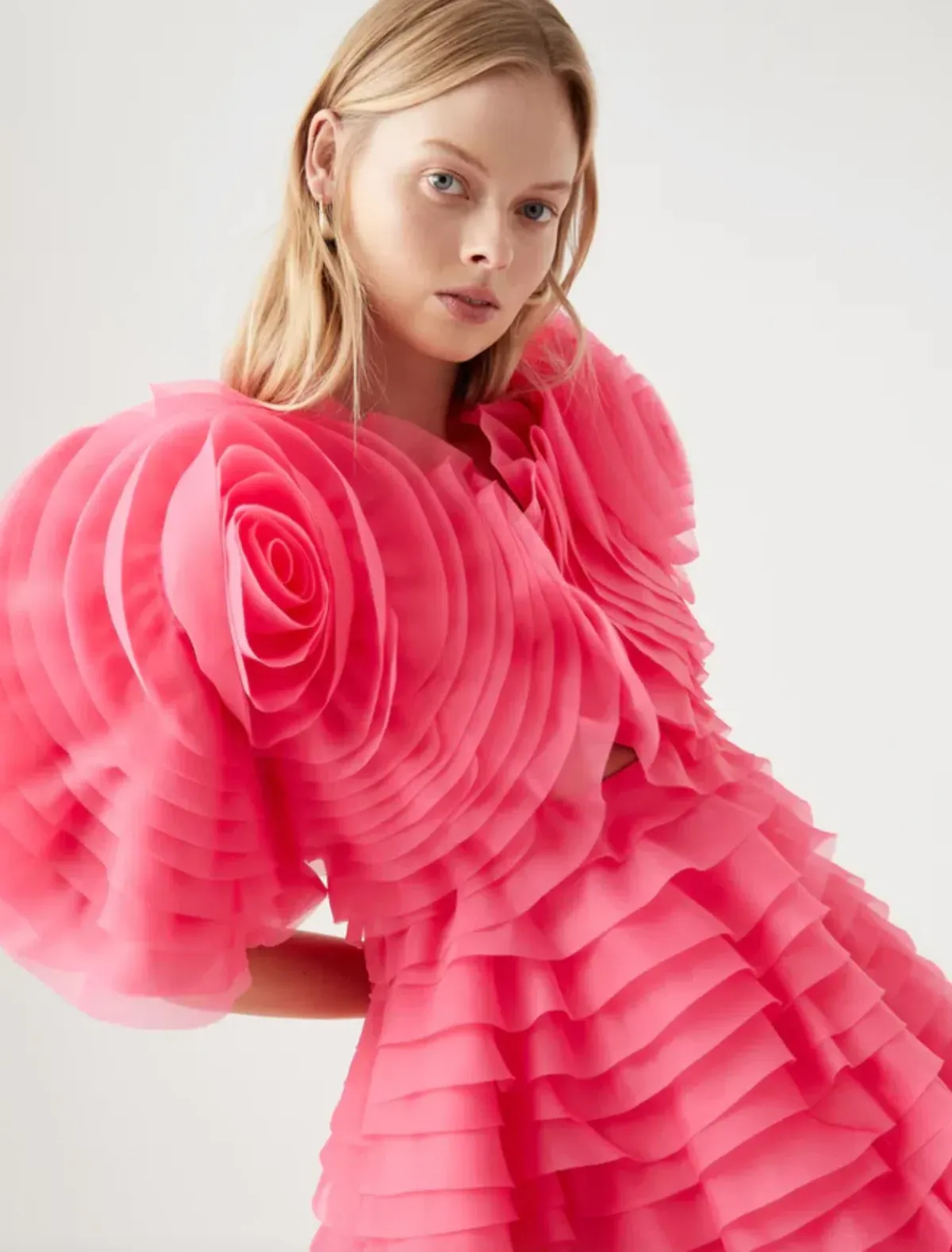Aje Amour Pink Petal Ruffle Mini Dress | Size AU 6 - Image 1