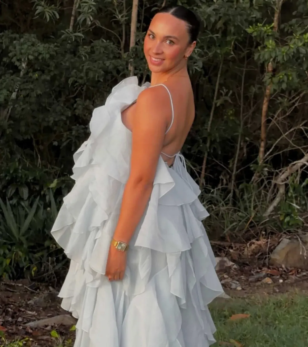 Aje Pandorea Layered Maxi Dress - Silver Blue - Size 10 for rent on The Volte - main image