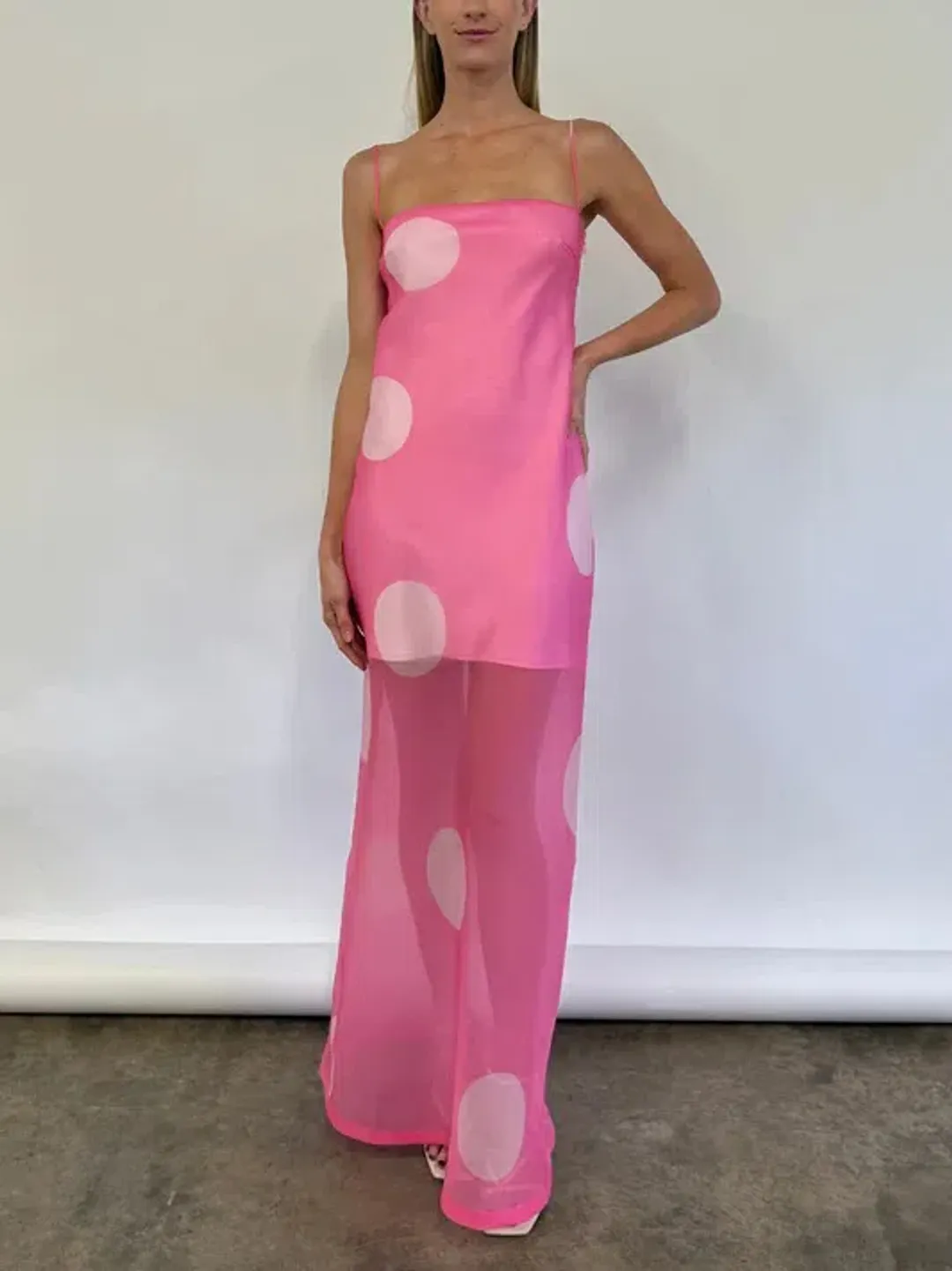 By Nicola Mila Maxi Pink Polka / Size 6 for rent on The Volte - main image