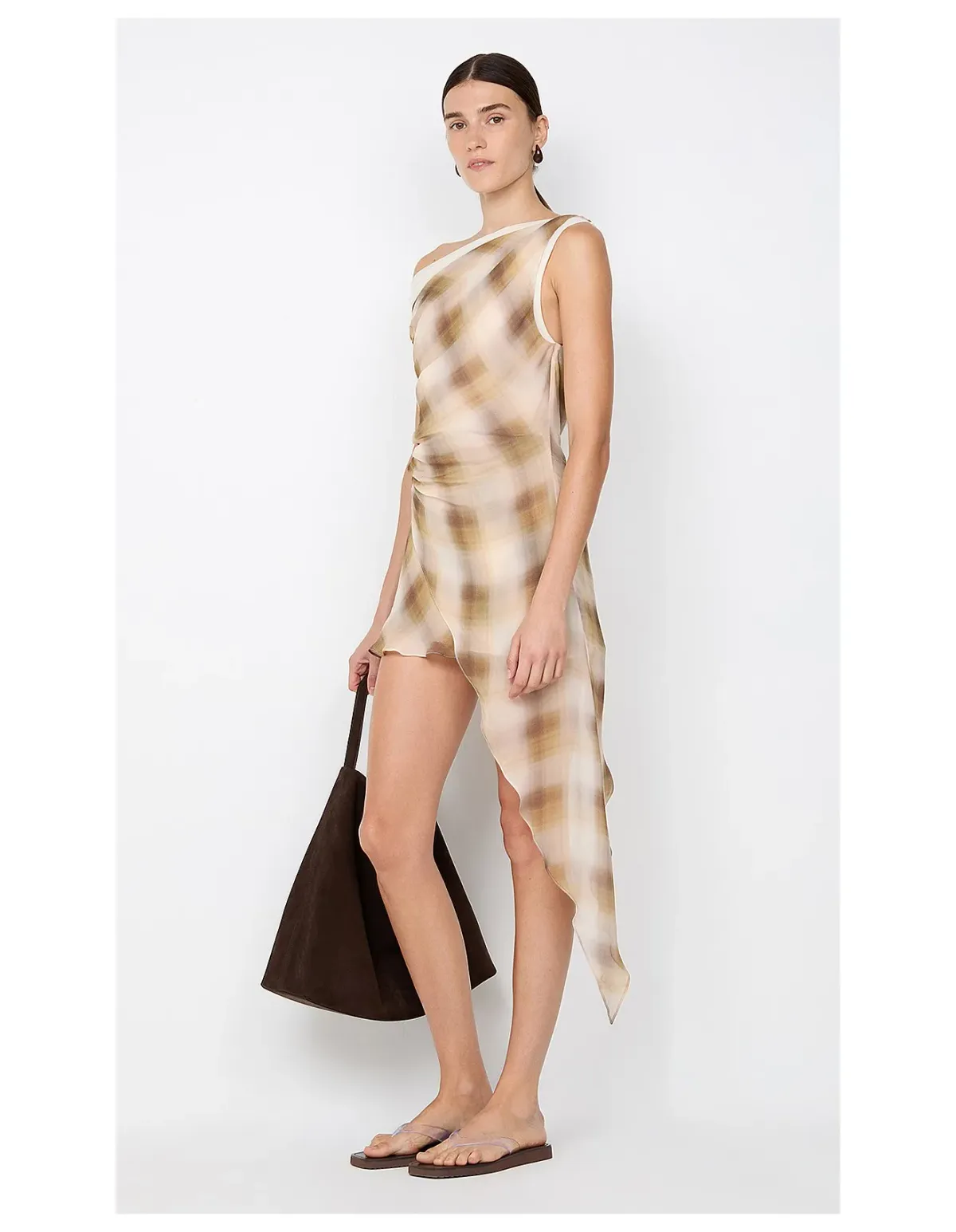Bec + Bridge Eliana Mini Dress Size 8 Dune Check - Image 4