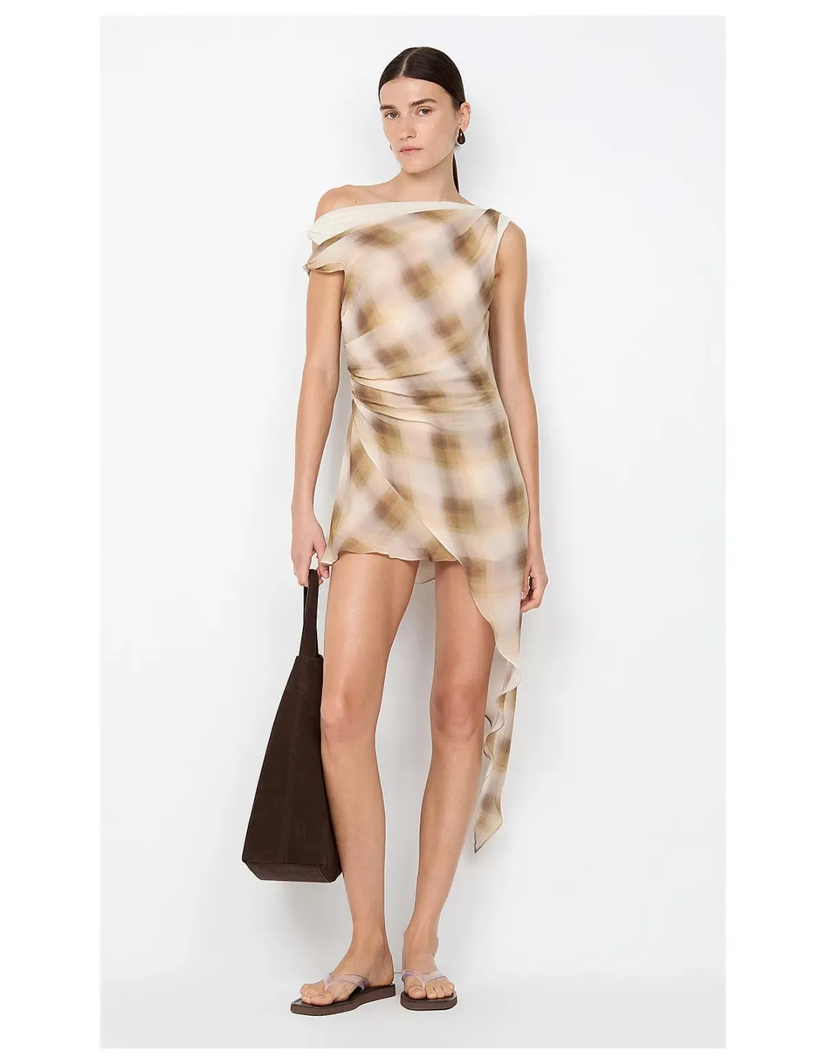 Bec + Bridge Eliana Mini Dress Size 8 Dune Check - Image 2