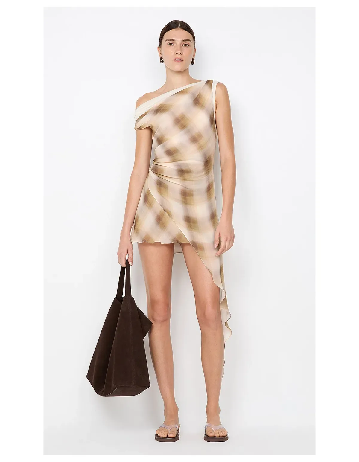 Bec + Bridge Eliana Mini Dress Size 8 Dune Check - Image 1