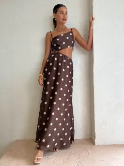 SIR. the label Vivi Asymmetrical Cut Out Dress in Marlon Polka Dot. Size 2 / size 10 for rent on The Volte - image 2