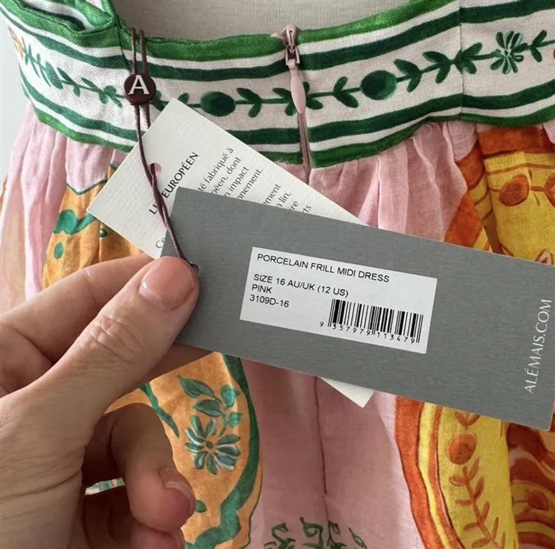 Alemais Porcelain Frill Midi Dress In Pink Size 16 for rent on The Volte - main image