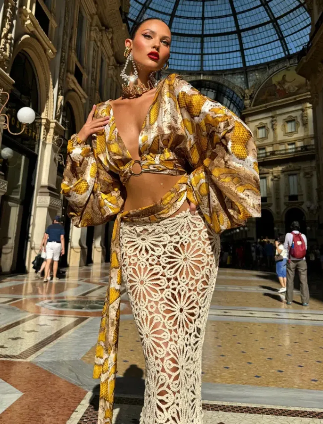 Khirzad Femme Florentina Macrame Top and Skirt Set for rent on The Volte - main image