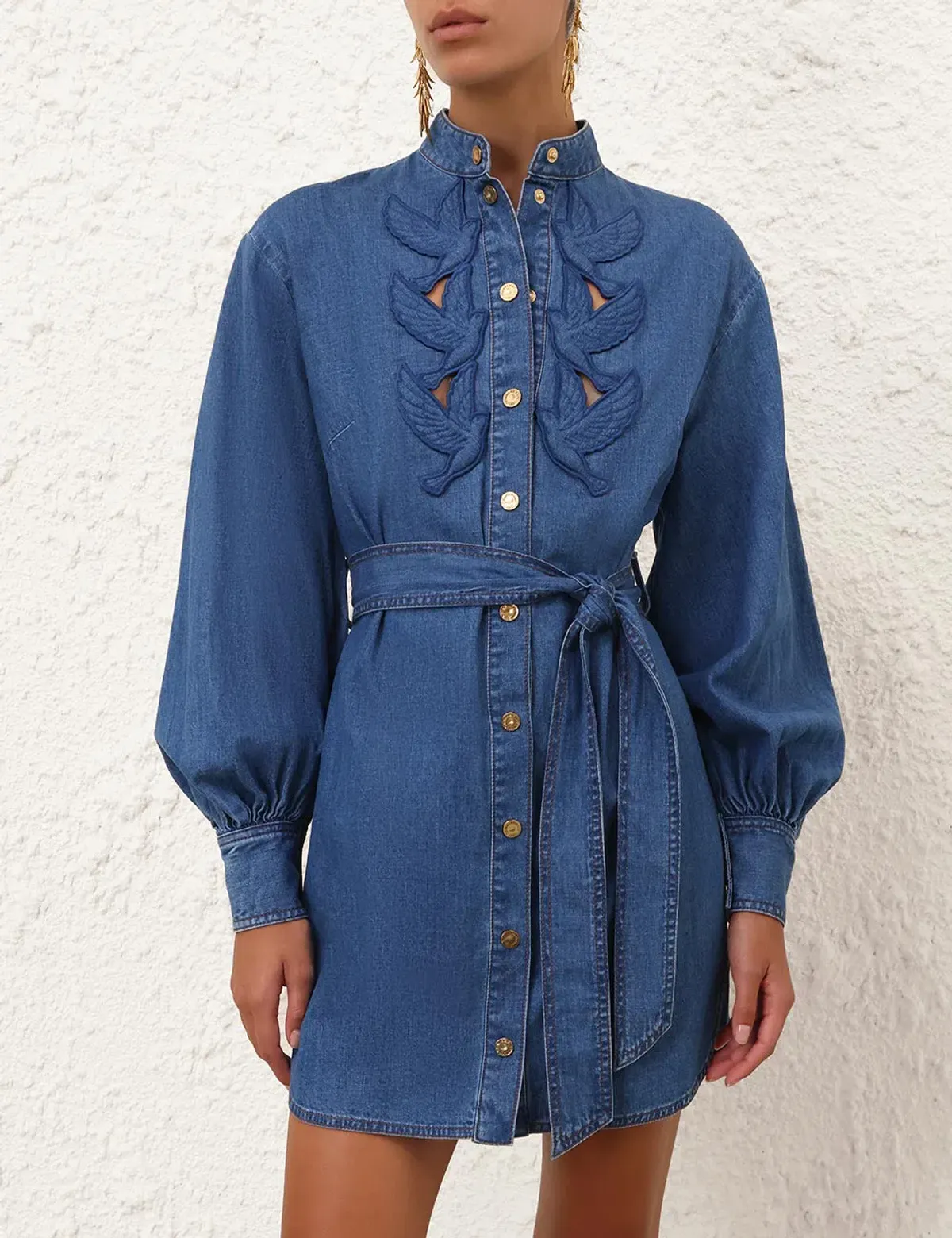 Zimmermann Denim Applique Mini Denim Dress - Image 1