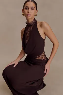 Meshki Arra Chiffon And Lace Halter Maxi Dress - Size M for rent on The Volte - image 4