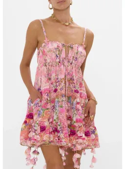Camilla Gathered Bust Tiered Mini Dress Pink Size 18 for rent on The Volte - image 4