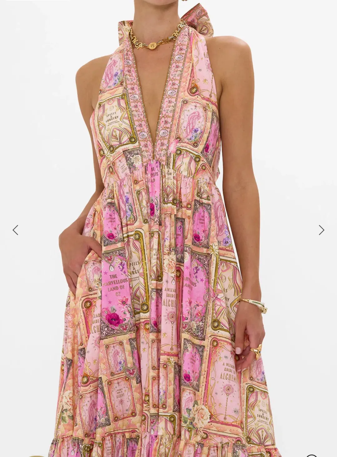 Camilla Ruffle Hem Halter Dress Totally Ozmopolitan Pink Size 18 for rent on The Volte - main image