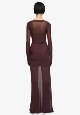 Bec and Bridge Marabou Long Sleeve Maxi Dress in Aubergine Size 8 for rent on The Volte - image 2