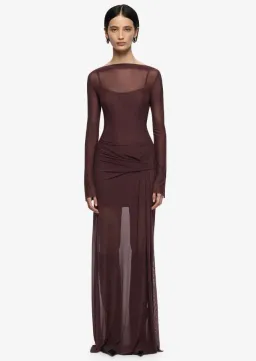 Bec and Bridge Marabou Long Sleeve Maxi Dress in Aubergine Size 8 for rent on The Volte - image 1