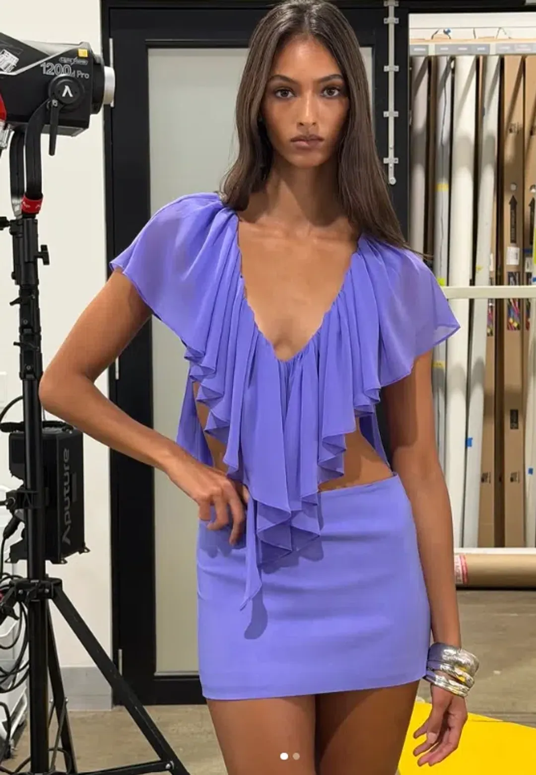 Ance Gria Clove Mini Skirt & Top Periwinkle Size 8 for rent on The Volte - main image