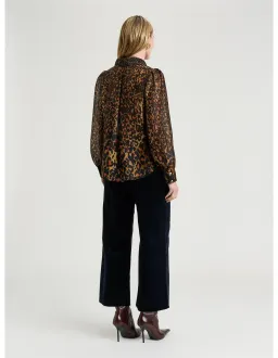 Veronika Maine Leopard Haze Silk Linen Blouse Size 14 for rent on The Volte - image 4