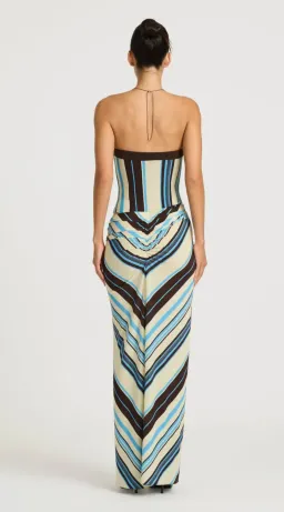 BENNI Rumi Strapless Maxi Dress in Ocean Stripe for rent on The Volte - image 3
