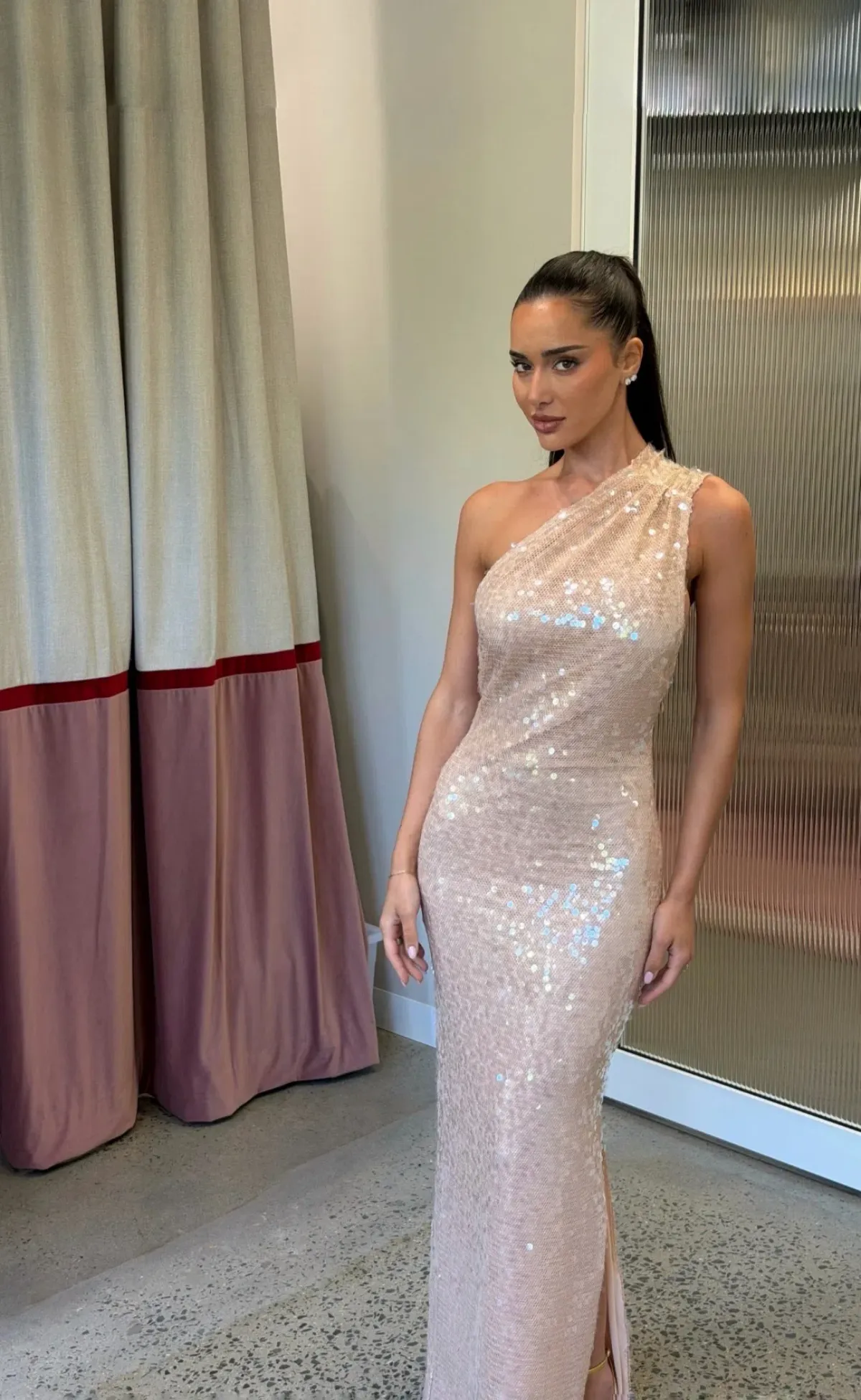 Misha - Nicolette Lace Sequin Maxi for rent on The Volte - main image