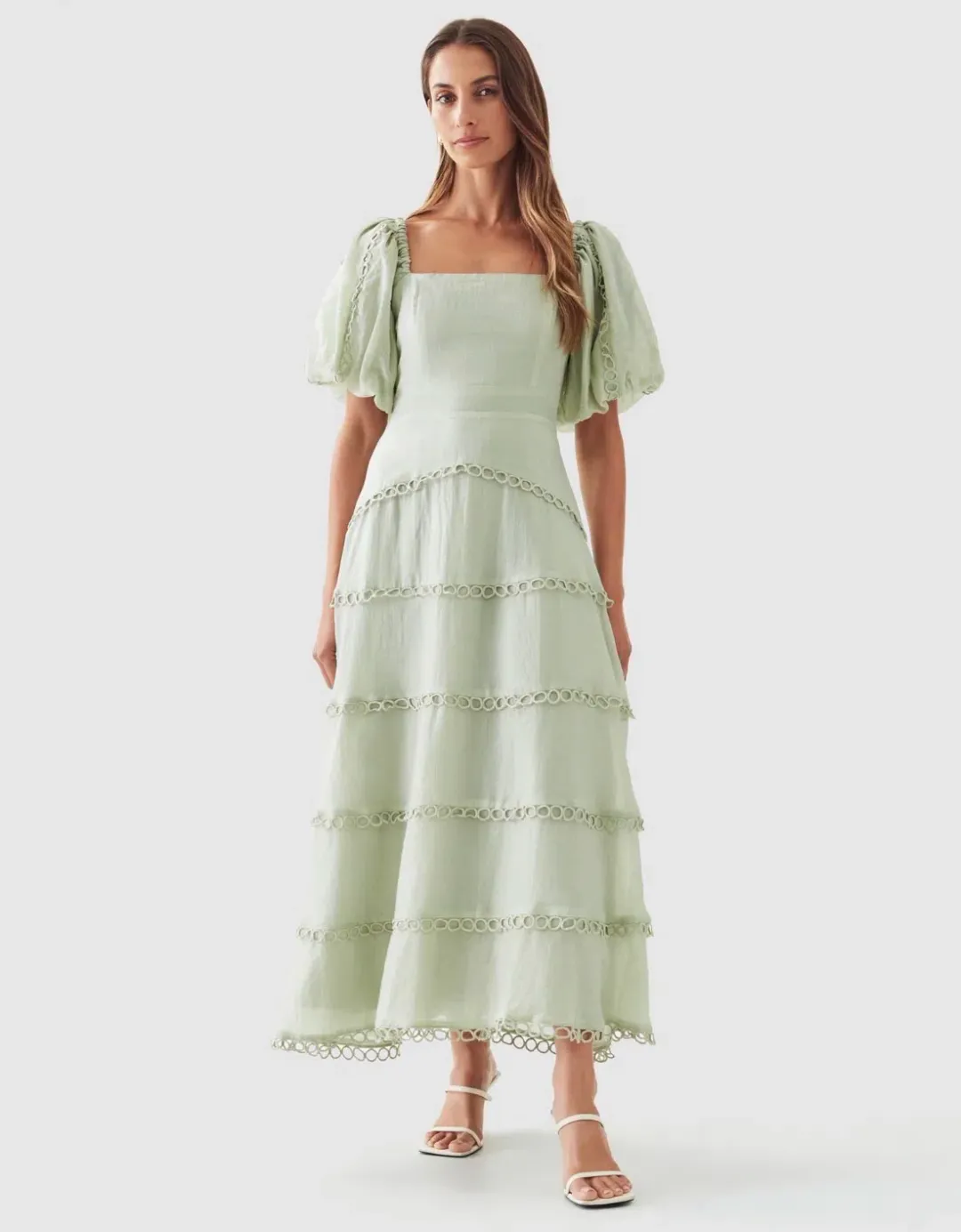 The Fated Bello Midi Dress Green Size 18 for rent on The Volte - main image