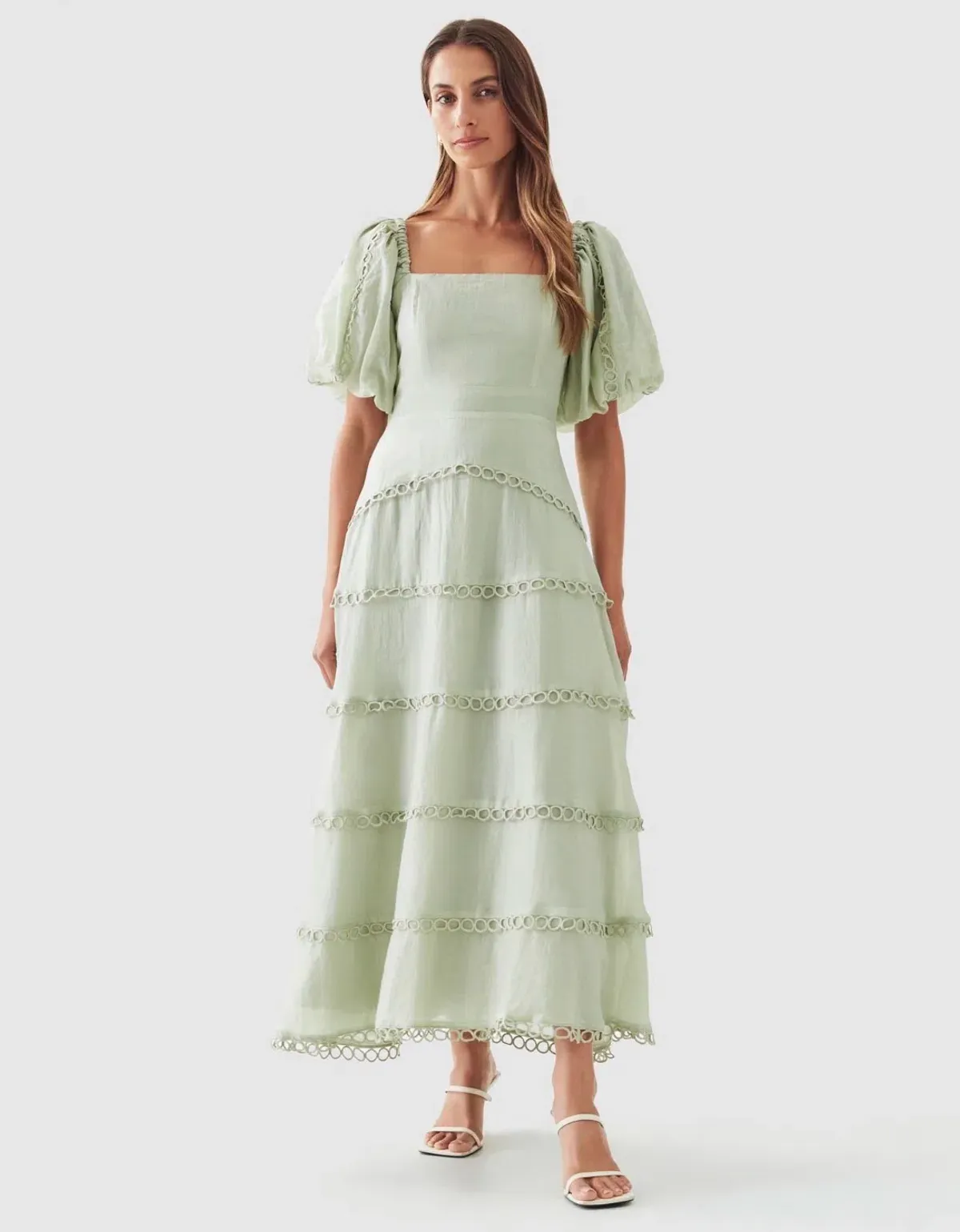 The Fated Bello Midi Dress Green Size 18 for rent on The Volte - main image