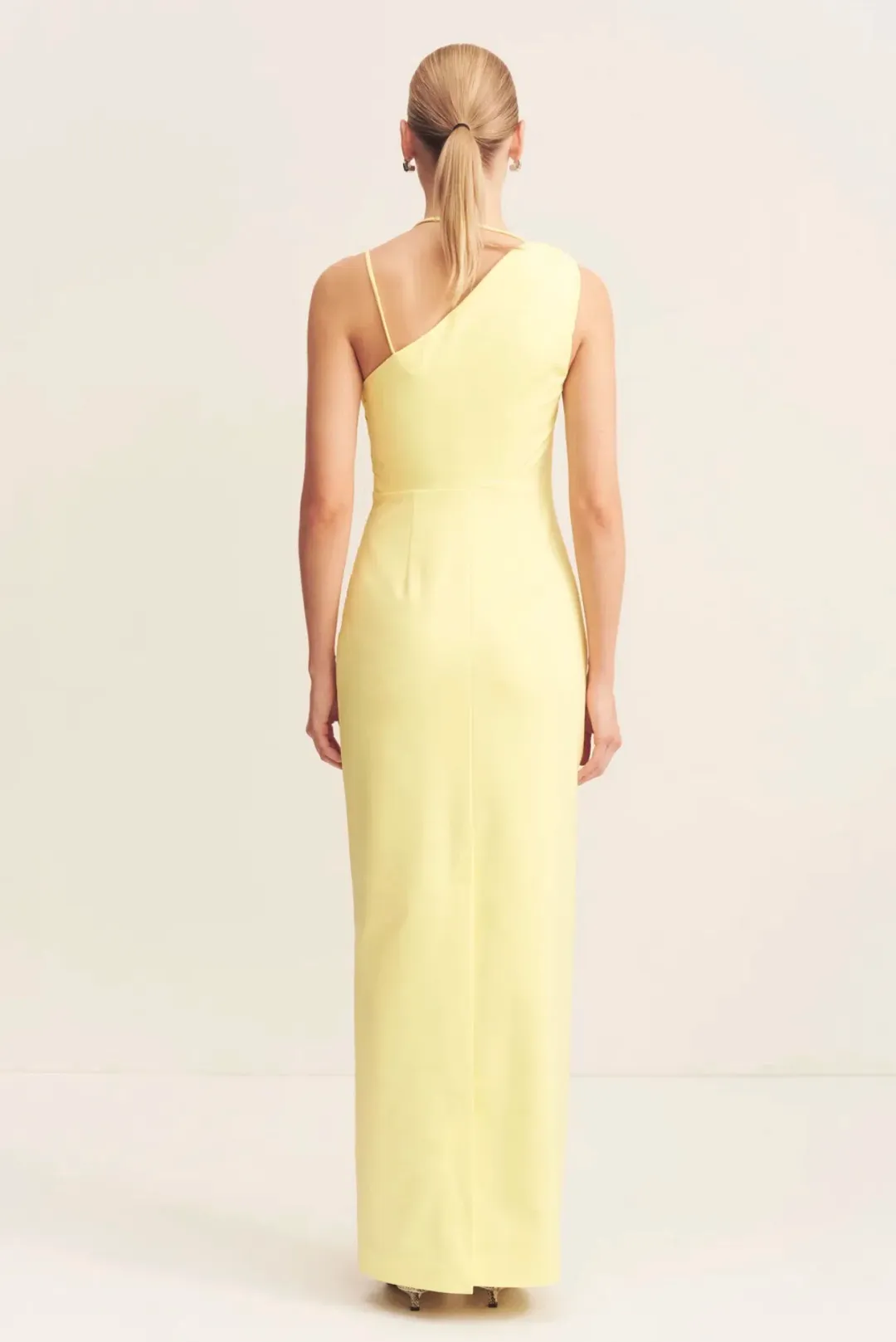 Shona Joy Lani Asymmetrical Gathered Maxi Dress Lemonade Size 14 for rent on The Volte - main image