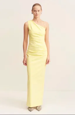 Shona Joy Lani Asymmetrical Gathered Maxi Dress Lemonade Size 14 for rent on The Volte - image 1