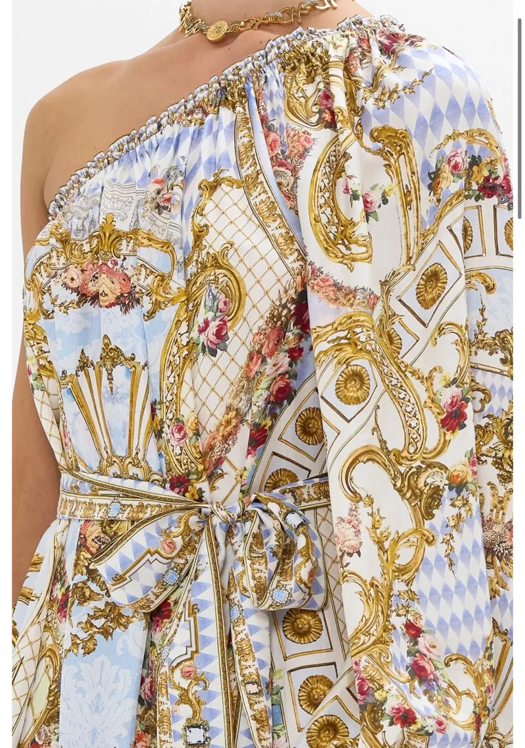 One Shoulder Dress With Blouson Sleeve -Throne Games Size 18 for rent on The Volte - main image