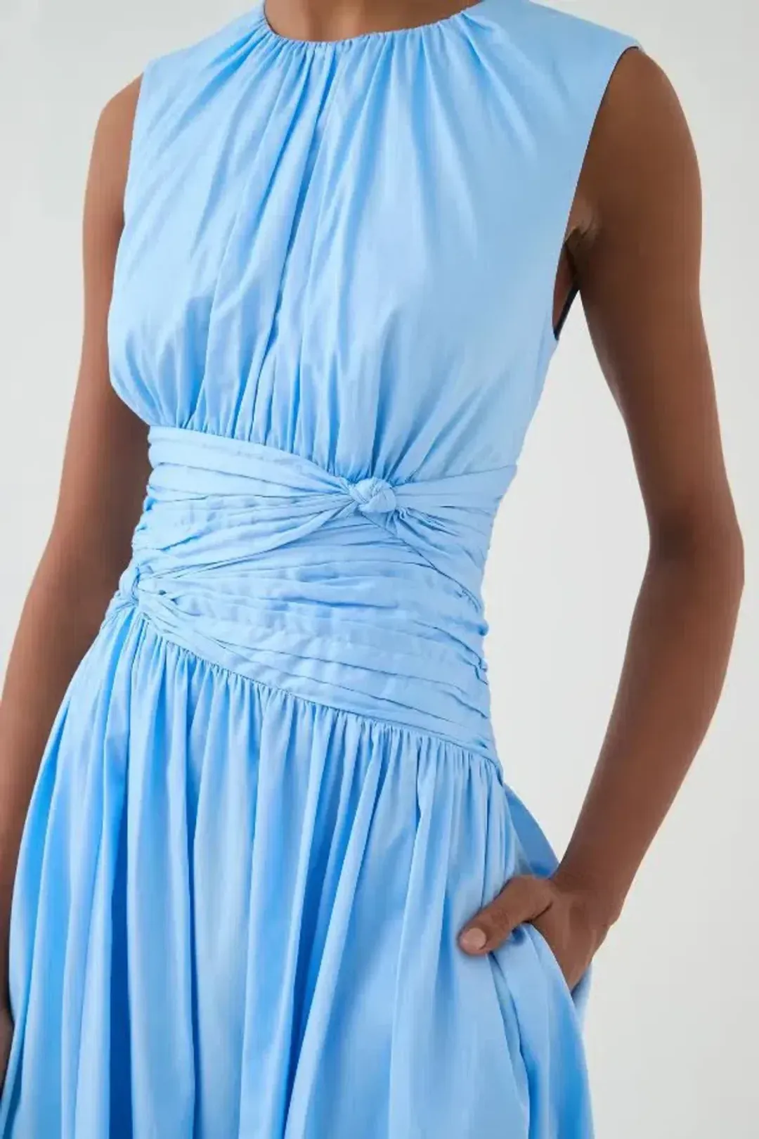 💙 NEW AJE Agatha Knot Sleeveless Midi Dress – Powder Blue – Size 14 AU 💙 for rent on The Volte - main image